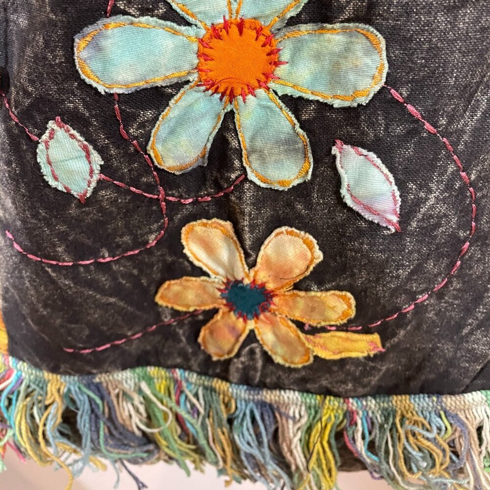 Boho Flowers Fringe Festival Everyday Hobo Bag Flowers - Picture 6 of 10